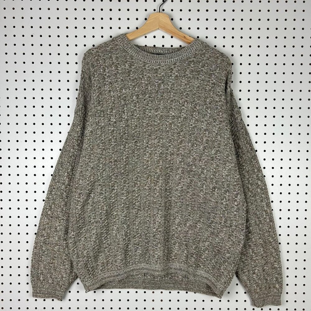 Bill Blass Cream Khaki Knit Sweater XL Grandpa 90s Chunky Streetwear Preppy Y2K‎